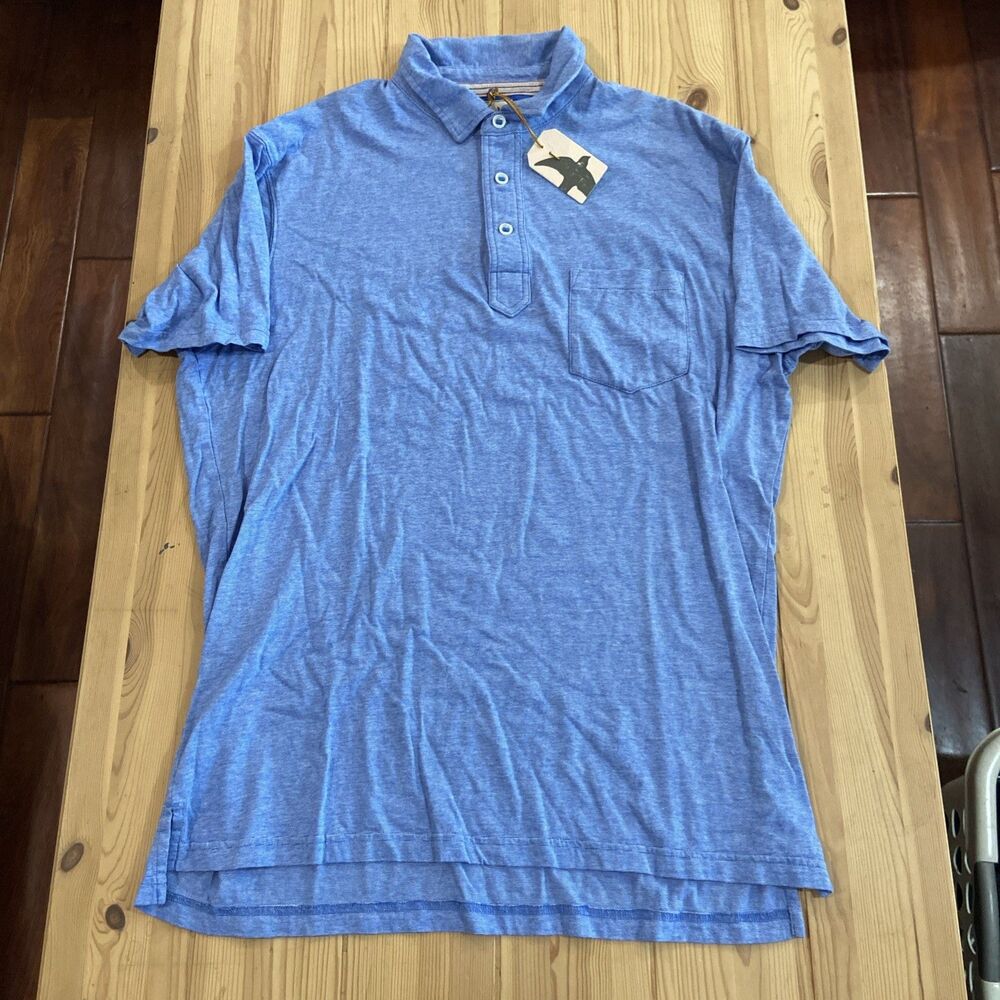 NWT RELWEN Fine line Jersey Polo XL Blue Huckberry